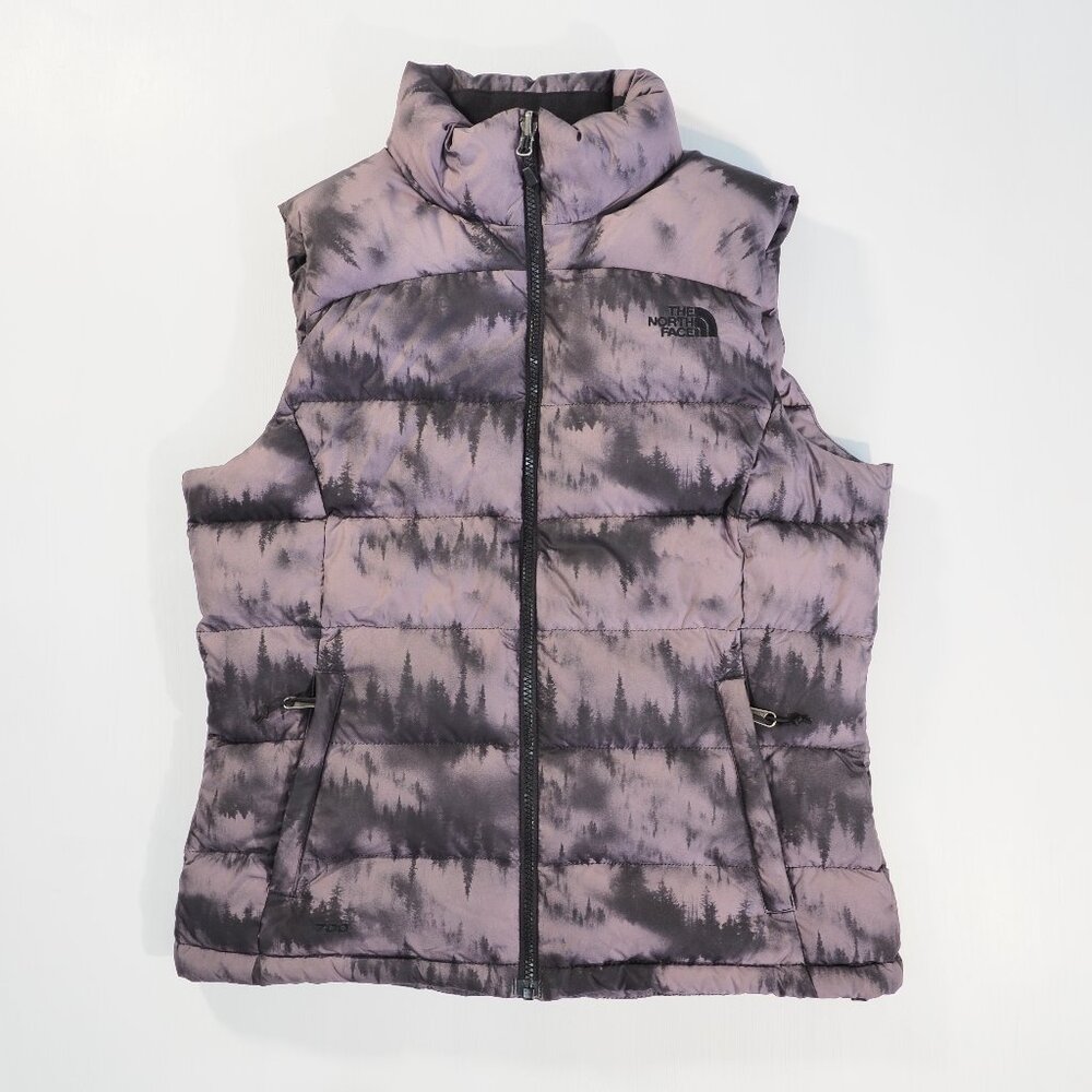 North Face Puffer Vest Womens Medium Gray 700 Goose Down Outdoor Ski Preppy Warm